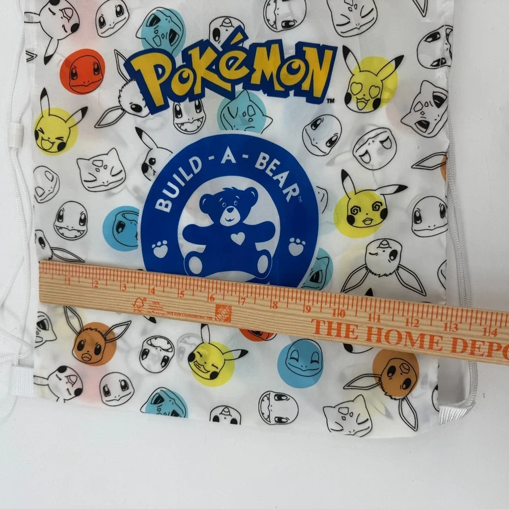 Build-A-Bear Pokemon Drawstring Bag Kids White Pikachu Eevee Cinch Sack